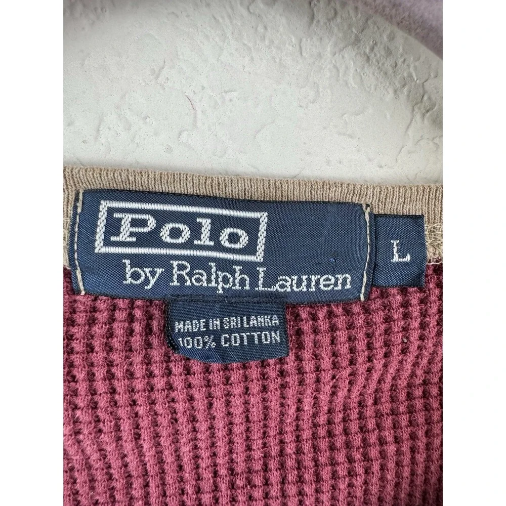 Polo Ralph Lauren Long Sleeve Thermal Shirt  Men's L Beige Waffle Knit Baselayer
